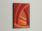 Abstract Terracotta Wall Art showcased in a black frame. The sleek black frame adds contrast to the warm earth tones. A modern minimalist poster perfect as bedroom wall decor. The abstract canvas complements contemporary styled spaces. Enhance your living space with modern artwork.