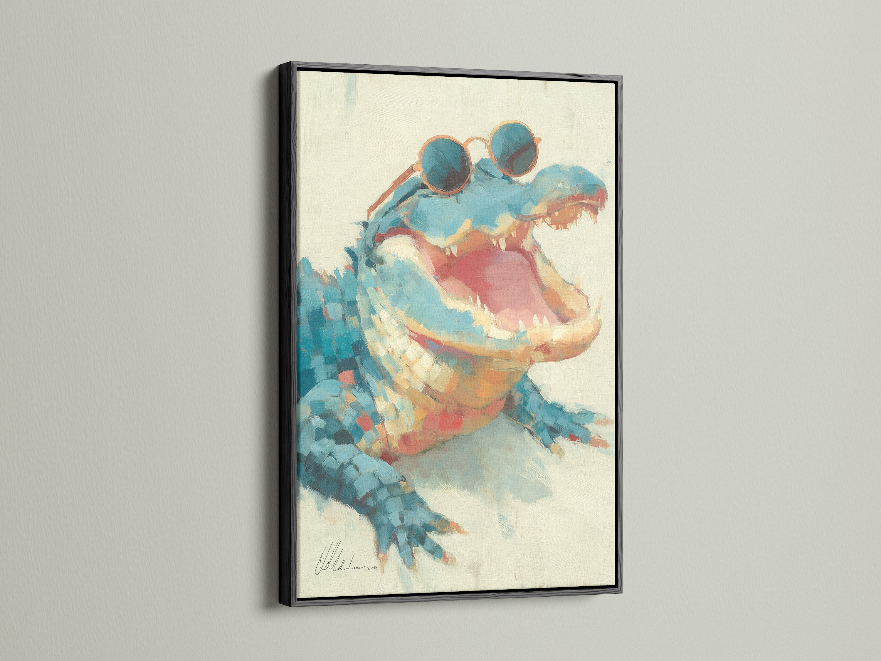 Make a bold statement with this black frame. A sleek and sophisticated choice for art. The black finish adds drama to your artwork. It creates a focal point in any room. Perfect for contemporary art prints.