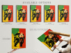 Available options for motorcycle racing artwork are showcased. Choose from stretched canvas prints fine art poster paper or floating frames. This automotive print is customizable to fit your style. The sport bike art is perfect for any space. Elevate your decor with these modern racing artwork options.
