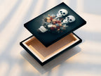 A stretched canvas print featuring a floral skeleton artwork. This gothic macabre piece is ready to hang and display. It is ideal for Halloween decor. The stretched canvas enhances the artwork's texture and depth. Perfect for adding a spooky touch to any room. This skull artwork is a unique statement piece.