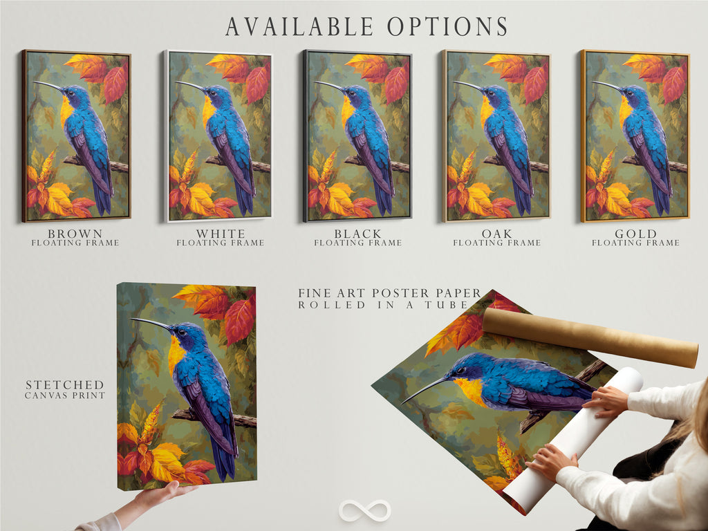 Explore our available options for art prints. We offer stretched canvas prints. We offer fine art poster paper. We also offer floating frames. Each option is designed to showcase your artwork beautifully. Discover the perfect medium and frame to bring your art to life.