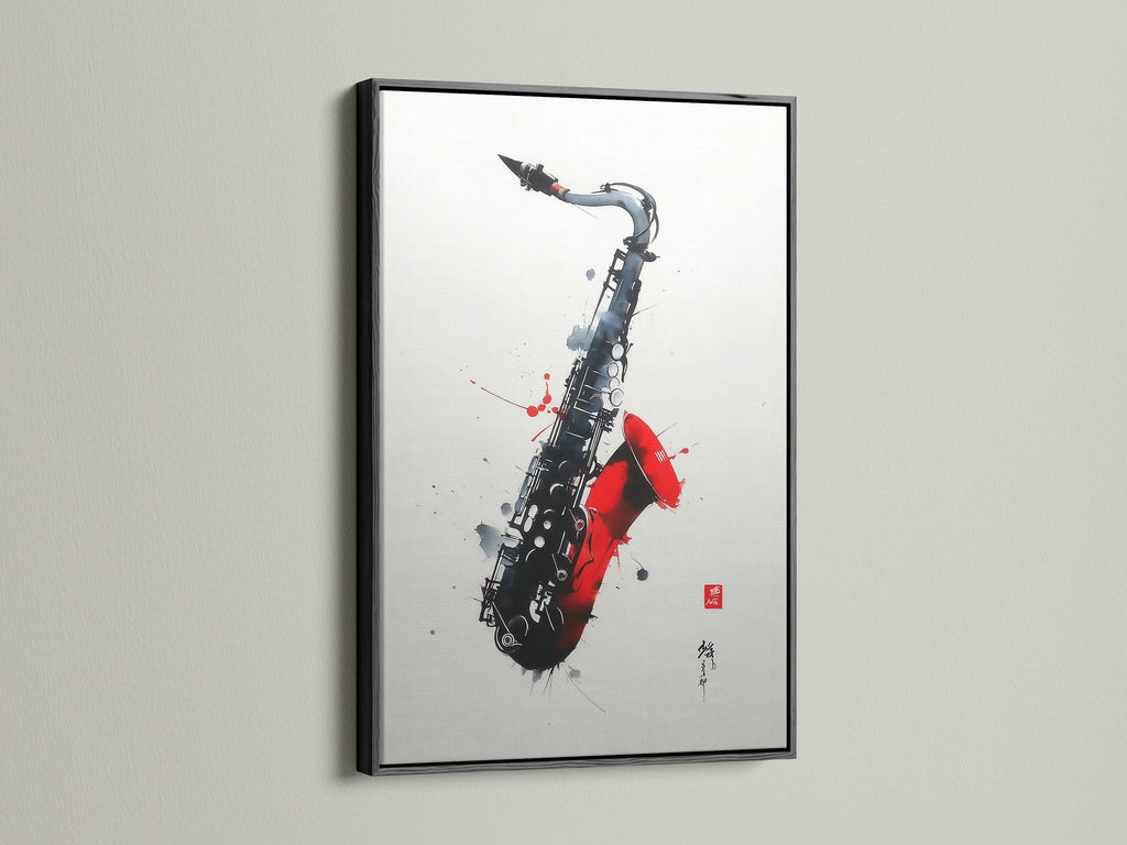 See the saxophone artwork in a black frame. A classic choice for any art lover. The jazz music canvas print looks stunning. This instrument wall art adds sophistication. Perfect for a studio or jazz club. A timeless piece.
