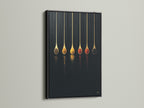 Spice Spoons canvas print with a black frame. This culinary art poster is ideal for modern kitchens. It complements dining areas and cafes. The spoon print creates a minimalist look. This food art print is the perfect chef gift. Enhance your space with this dark academia artwork.