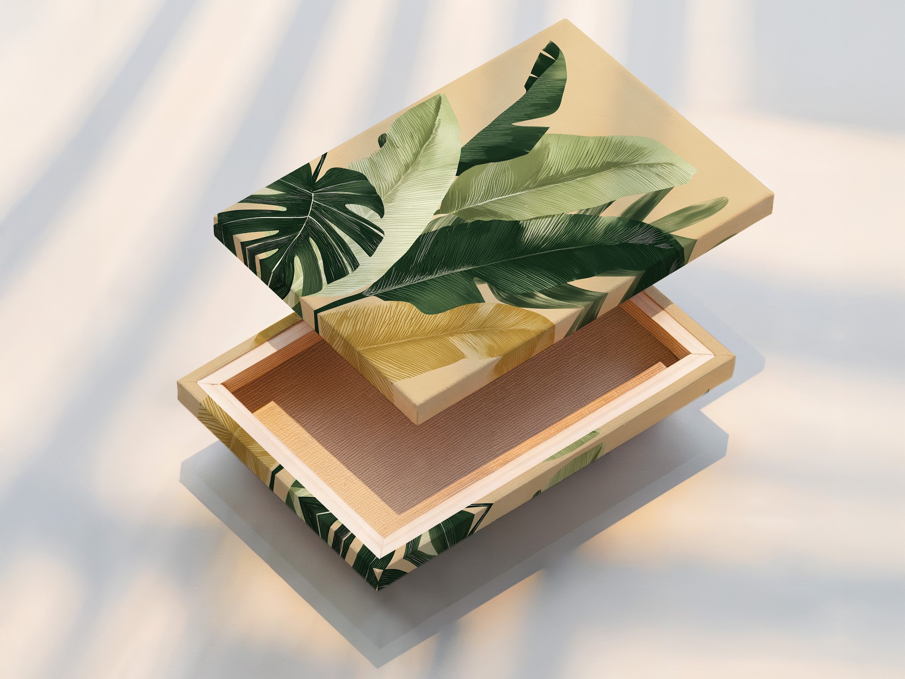 View of a stretched canvas print. The canvas print is stretched over a wooden frame. It is ready to hang. Stretched canvas prints offer a gallery-wrapped look. They are perfect for adding texture and depth to your walls.