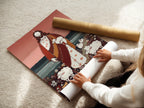 A woman carefully rolling a fine art poster paper. She prepares the artwork for framing. The archival quality poster paper ensures longevity. The fine art paper enhances color vibrancy. Protecting art with care.
