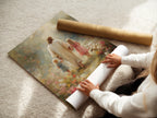 A woman carefully rolling a fine art poster paper. The poster paper is high-quality. Fine art poster paper ensures vibrant colors and lasting beauty. Explore our range of fine art prints. Order yours today.