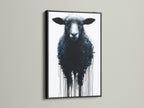 Black Sheep Art Print - Modern Farmhouse Wall Art, Minimalist Animal Painting, Contemporary Home Decor, Dripping Paint Style