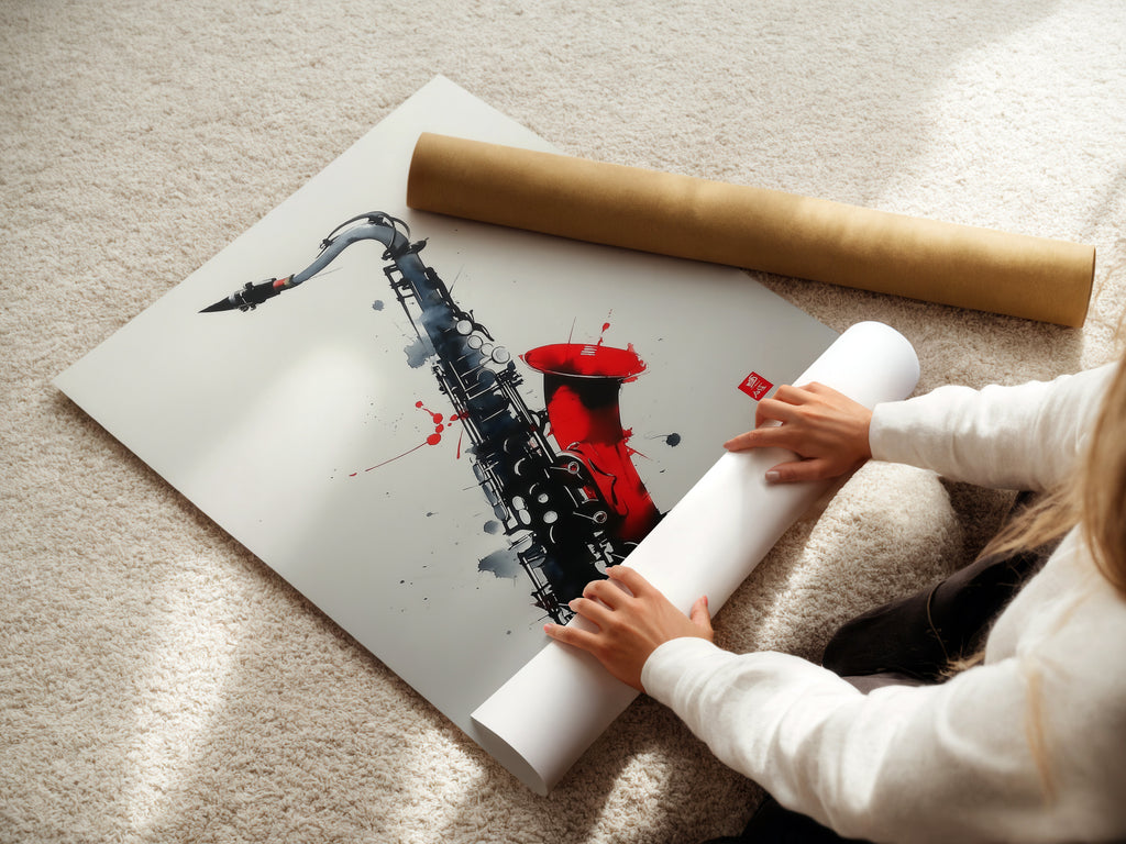 A woman carefully rolling fine art poster paper. Ensuring your art arrives in perfect condition. High-quality materials guarantee a lasting impression. Our fine art posters are perfect for any space. Experience the difference today.