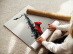 A woman carefully rolling fine art poster paper. Ensuring your art arrives in perfect condition. High-quality materials guarantee a lasting impression. Our fine art posters are perfect for any space. Experience the difference today.