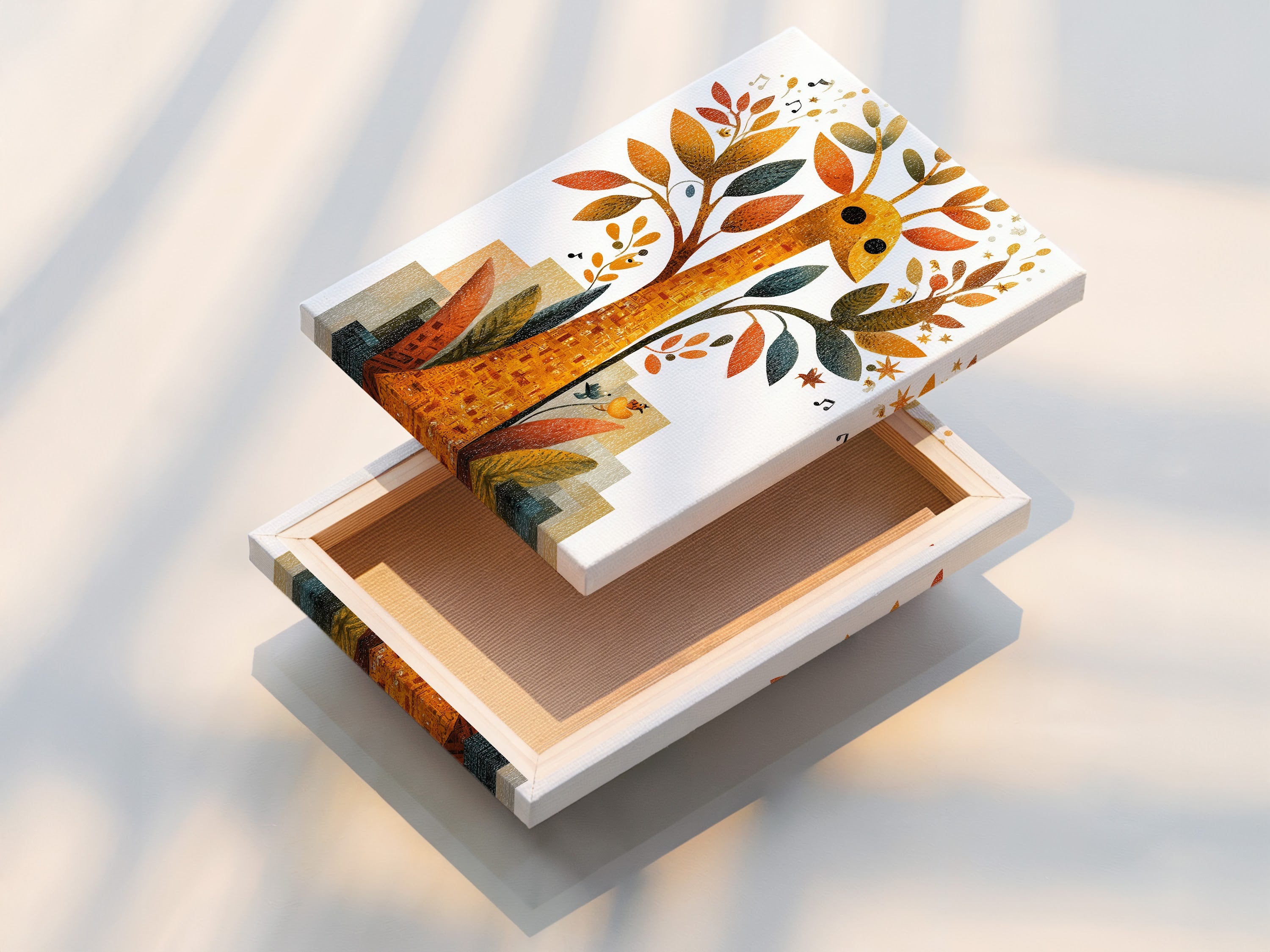 Stretched canvas print ready to hang. The canvas print offers a gallery-wrapped look. The vibrant colors and texture of the artwork are enhanced. Transform your space with a stretched canvas print.