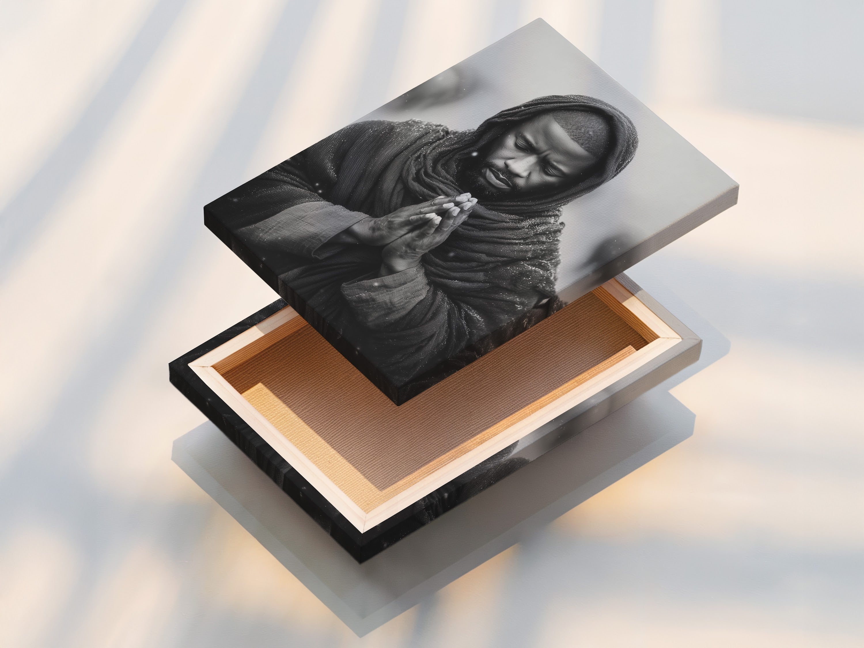 A stretched canvas print is displayed. The canvas print is stretched over a wooden frame. It provides a gallery-worthy look. This printing method enhances the artwork's texture. It creates a visually appealing display. Perfect for adding a touch of elegance to your home or office.