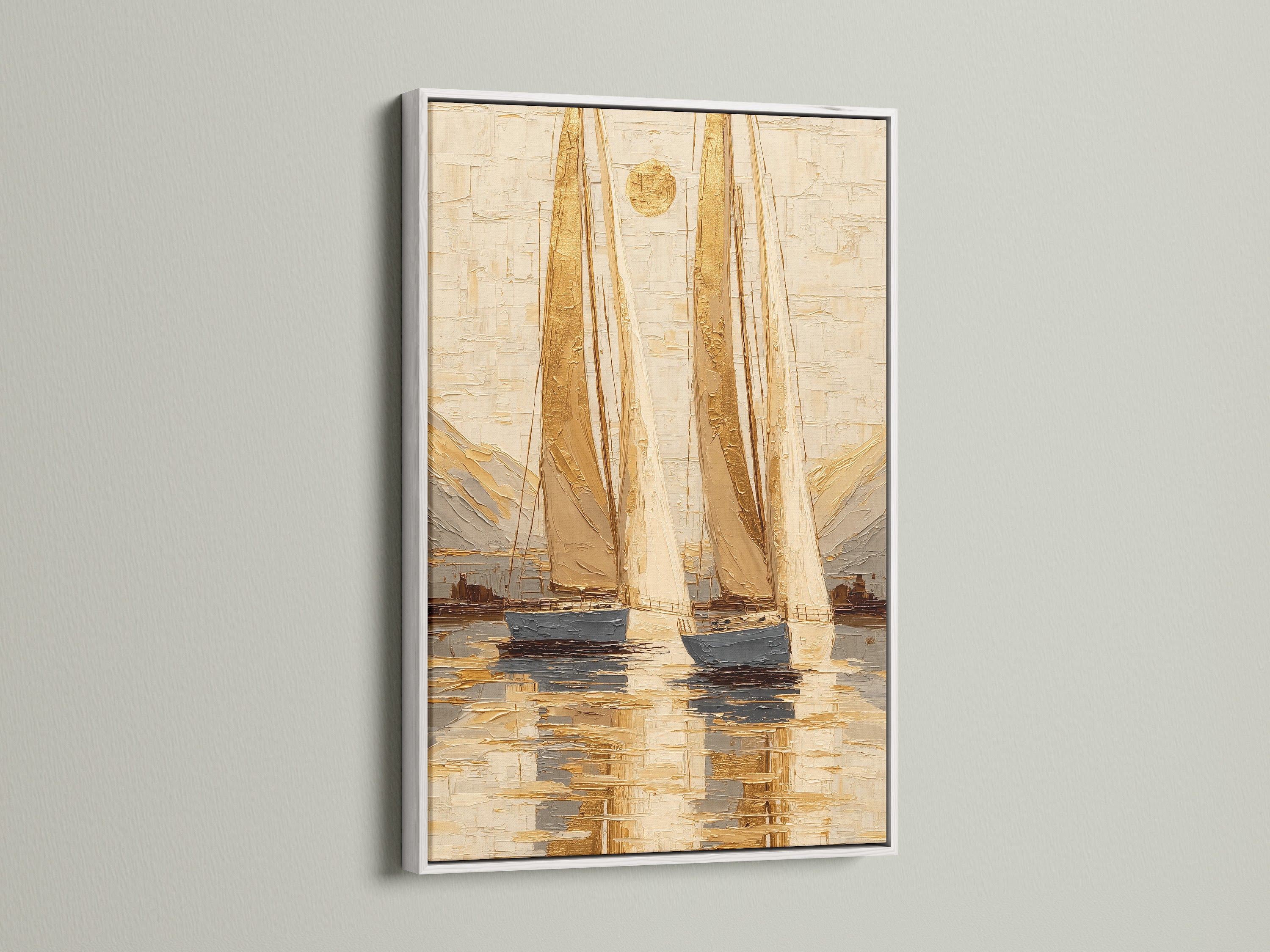 Sailboat Sunset Painting - Nautical Wall Art, Ocean Seascape Canvas Print, Coastal Home Decor, Maritime Art, Boat Artwork