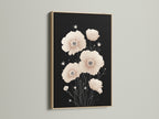 Beige Poppy Flower Artwork in an Oak Frame. A refined art piece that complements minimalist and Scandinavian aesthetics. The oak frame enhances the natural beauty of the floral artwork. Perfect for creating a peaceful ambiance in your home or office.