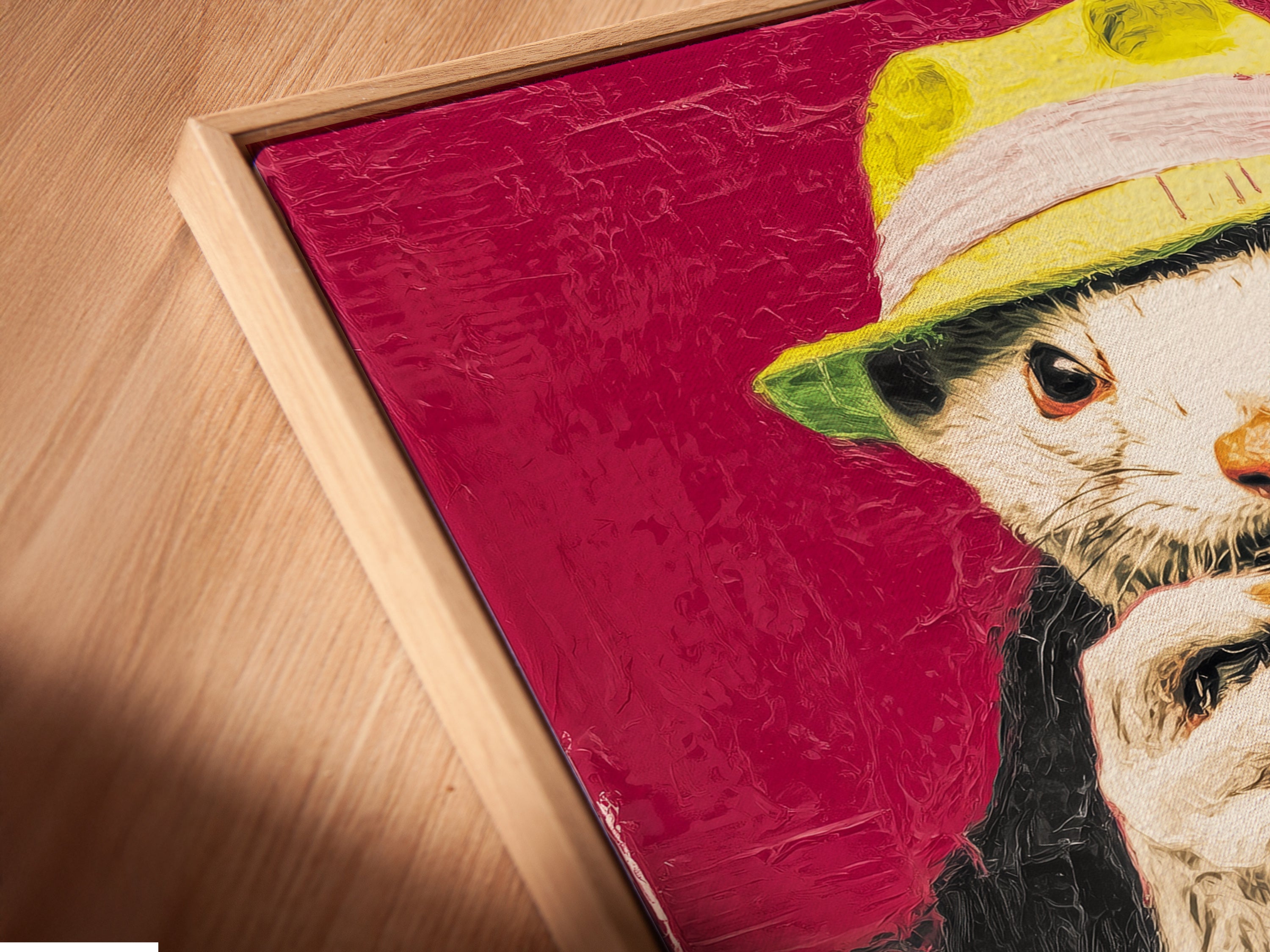 Here's a close-up of the canvas print in a floating frame. This modern framing style gives the artwork a gallery-like appearance. The floating frame enhances the depth and dimension of the piece. Add a touch of sophistication to your space.