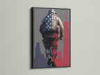 American Soldier canvas print in a black frame. This military wall art makes a statement. A great addition to any office or veteran memorial. Honor service with patriotic artwork.