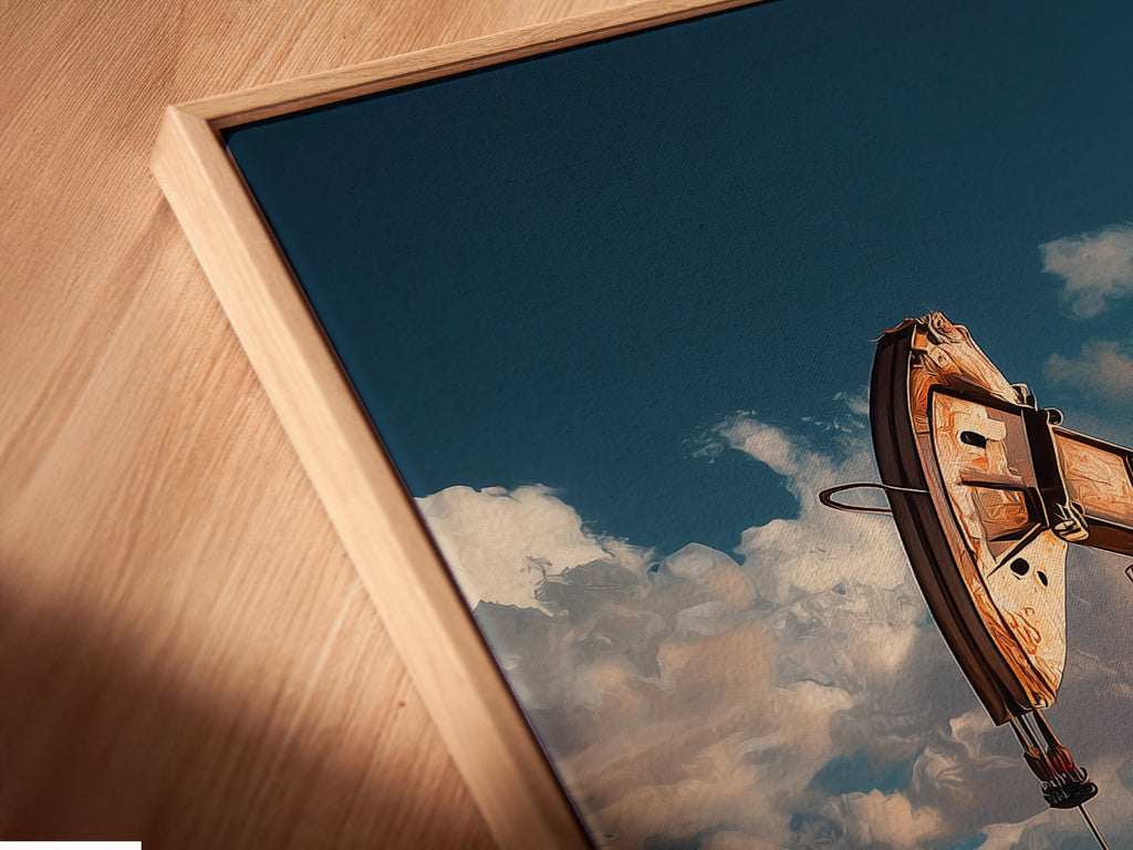 A close-up shows a canvas print. It is set in a floating frame. The artwork seems to hover. This creates a unique visual effect. The floating frame adds depth. It enhances the artwork’s presence. This is a modern and stylish display option.