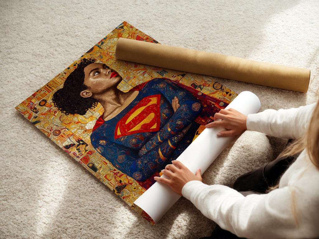 A woman carefully rolls a fine art poster paper. High-quality poster paper ensures vibrant and lasting prints. Proper handling preserves the artwork's integrity. This is essential for collectors and enthusiasts. Discover the best materials for fine art prints. Preserve your art for years.