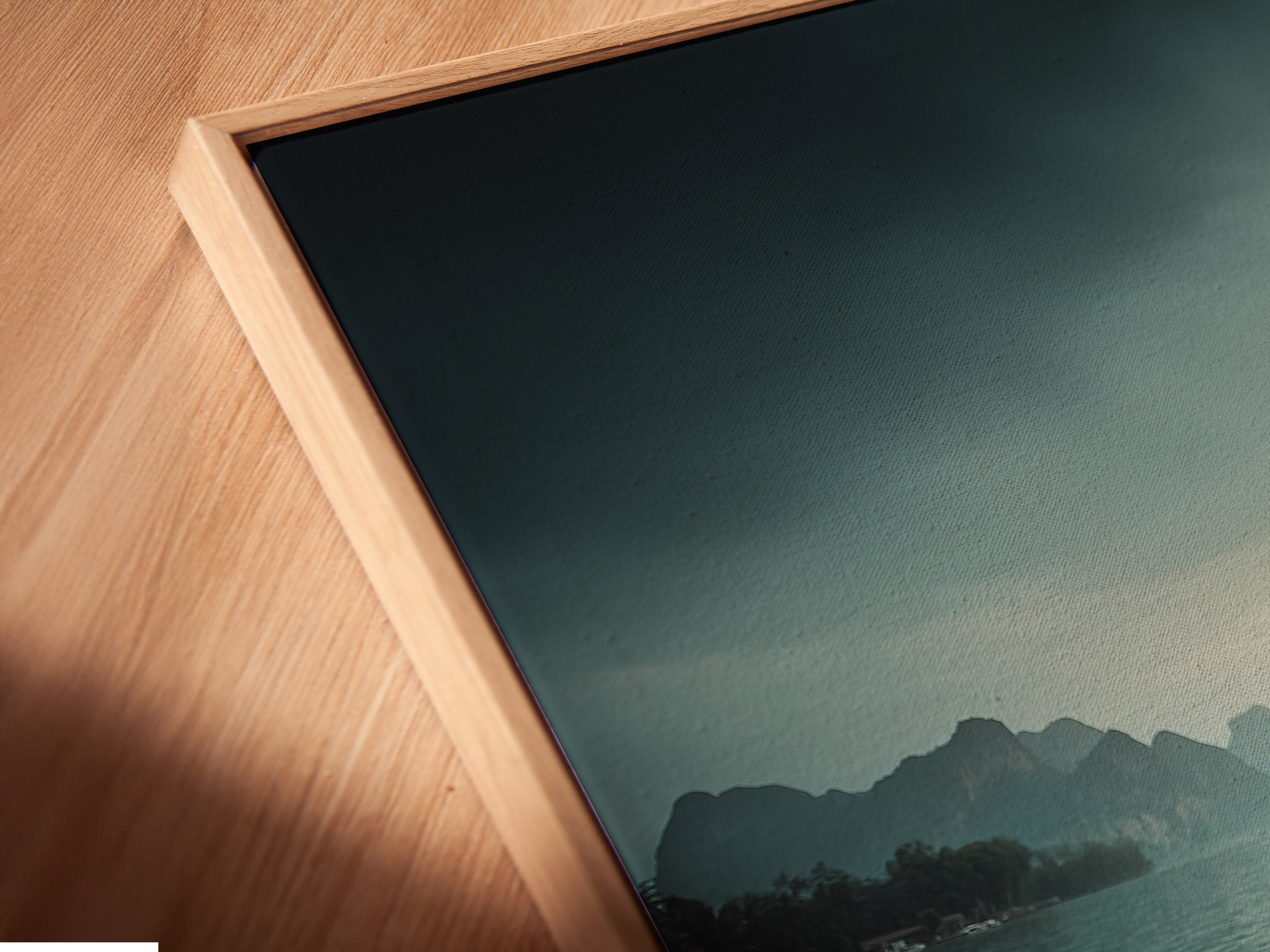 Serene Lake Boat Journey Wall Art - Woman in Straw Hat Mountain Landscape, Tranquil Water Scene, Peaceful Nature Photography Print