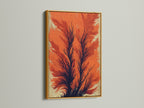 A gold frame adds a touch of elegance to the abstract tree art. The burnt orange artwork is perfect for modern interiors. This botanical canvas print enhances study room decor. Add a sophisticated piece to your space.