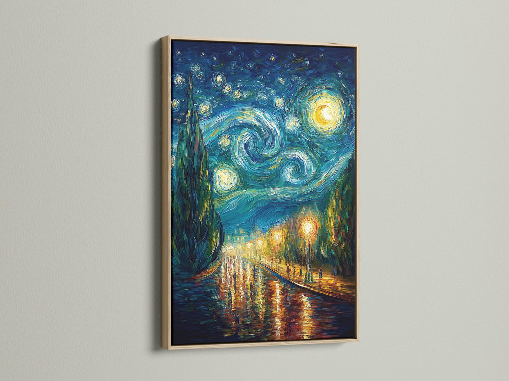 This artwork features an oak frame. The oak frame offers a natural and warm aesthetic. Perfect for adding a touch of rustic charm to your space. Explore the beauty and simplicity of this oak-framed art.