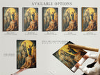 Available options for the Byzantine Angel Art Print are displayed. Choose from a stretched canvas print fine art poster paper or floating frame. Customize your religious artwork to match your Christian home decor and sacred space.