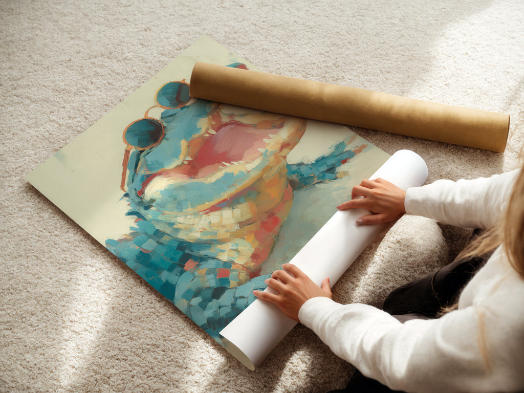 Watch a woman carefully roll fine art poster paper. The delicate process ensures the paper remains pristine. High-quality paper for stunning prints. Each poster is handled with care. Preserve your art with the right paper.