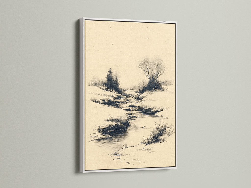 Artwork with a white frame on a wall. White frames offer a clean look. White frames make artwork pop. This frame is versatile for any style. Enhance your artwork with a stylish white frame. Add art to your home.