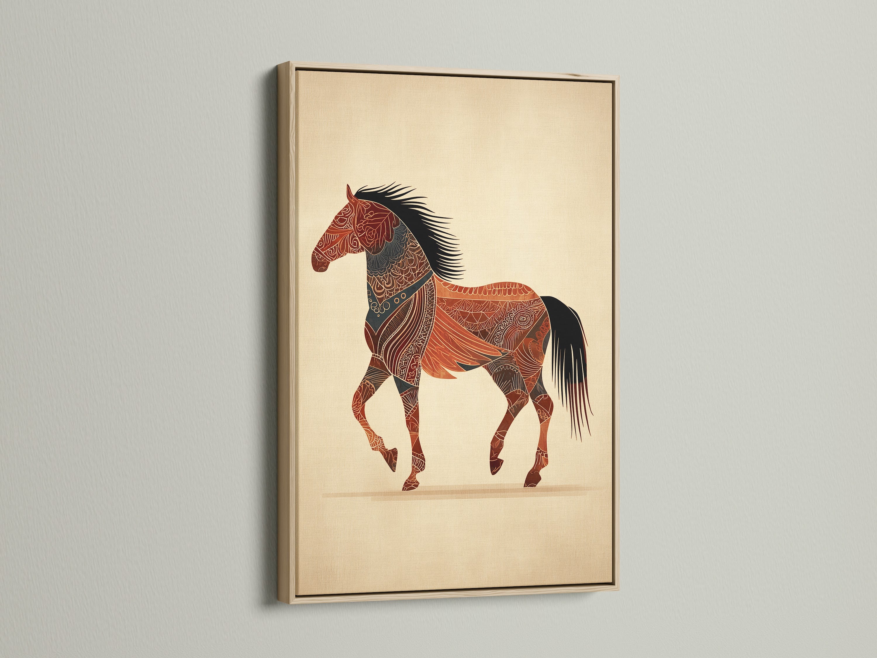 Artwork is displayed in an oak frame. The natural wood grain enhances the art. It adds warmth to any room. Oak frames bring a touch of rustic elegance. Discover the beauty of framed artwork.