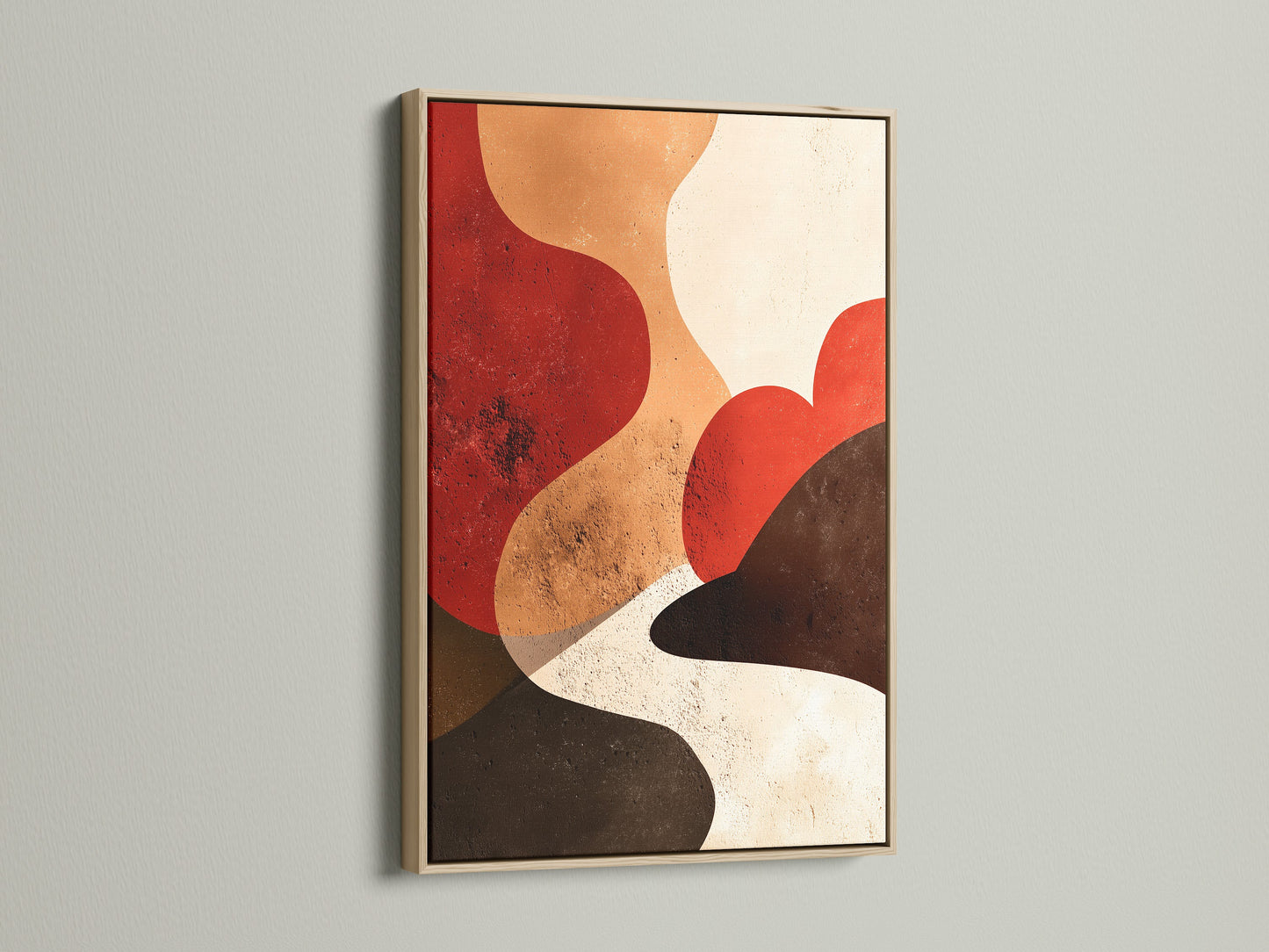 This is an oak frame. The artwork is displayed beautifully. The natural wood grain adds warmth. It creates a sophisticated look. Perfect for any room. Enhance your home with this timeless piece.