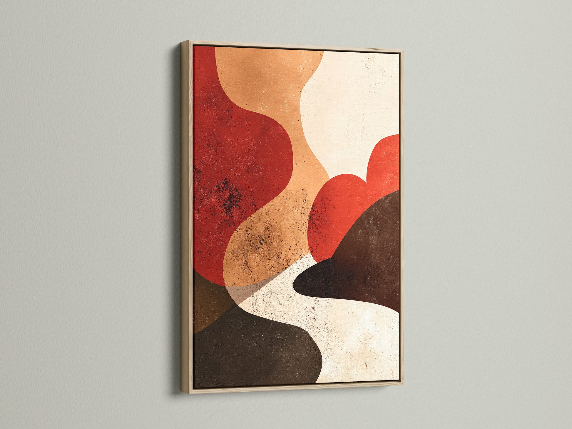 This is an oak frame. The artwork is displayed beautifully. The natural wood grain adds warmth. It creates a sophisticated look. Perfect for any room. Enhance your home with this timeless piece.