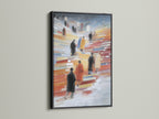 Modern Figures on Books artwork displayed in a black frame. This striking piece is perfect for adding contrast to your walls. A great choice for study rooms library wall decor and academic spaces with its sleek design.