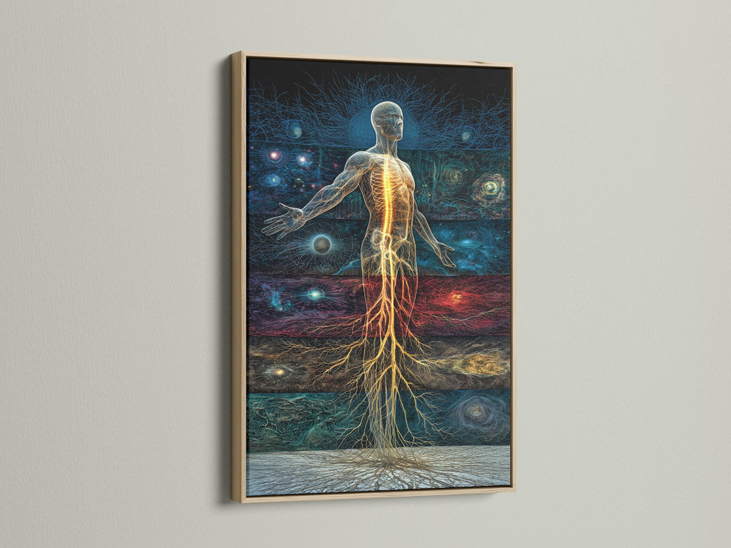 EV-02 features an oak frame. This frame enhances the artwork with a natural touch. The oak frame provides a classic and sophisticated look. Consider an oak frame to bring warmth to your artwork. It is a timeless framing choice.