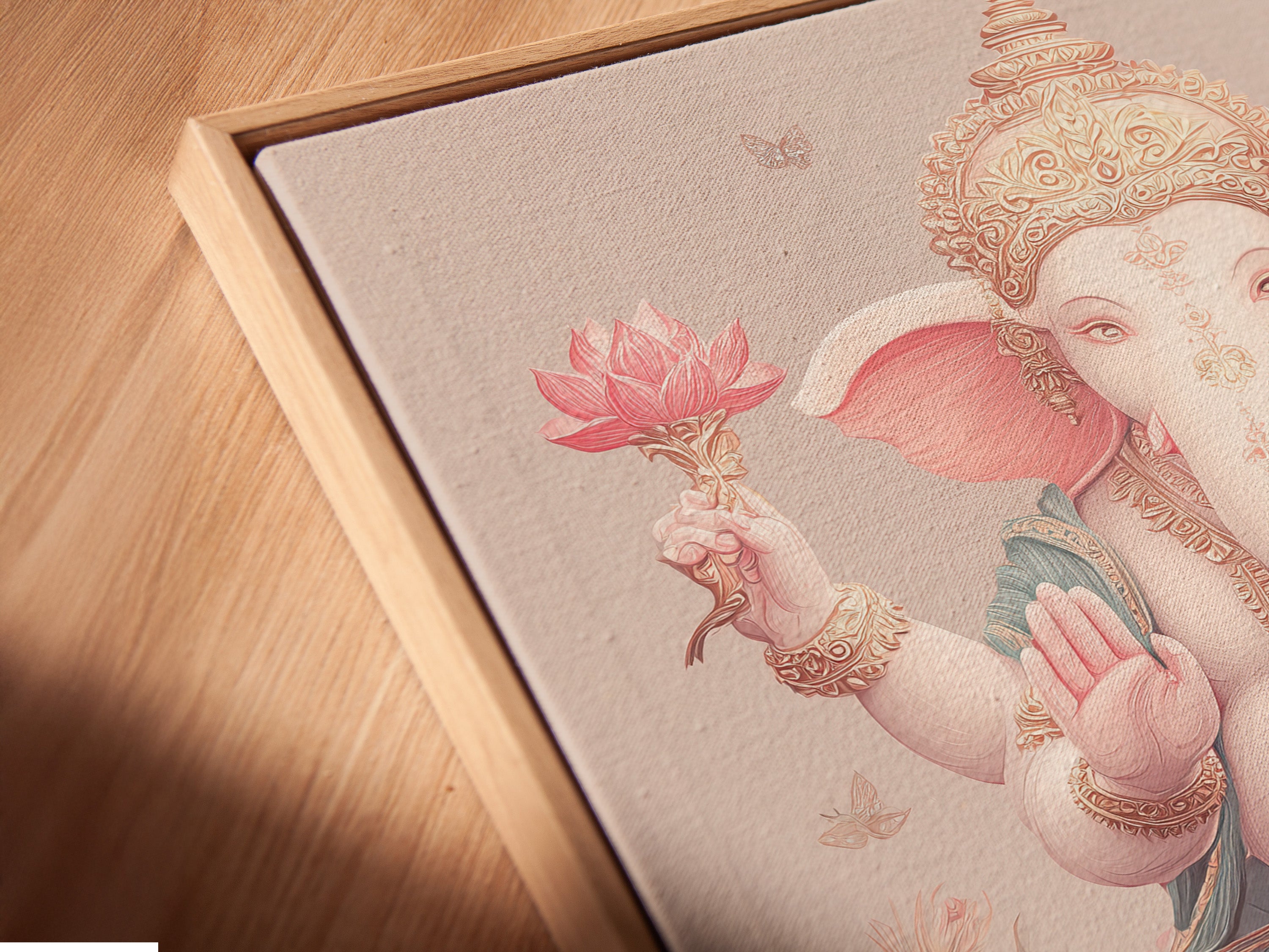 Olifantengodheid kunstprint - spirituele wanddecoratie, lotusbloemkunstwerk, hindoeïstisch geïnspireerde woondecoratie, heilige dierenkunst, meditatieruimte