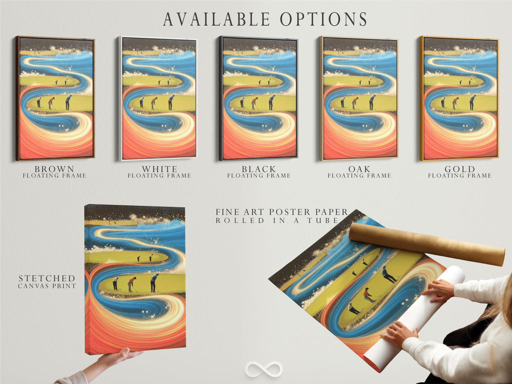 Explore available options for your golf course artwork. Choose from stretched canvas print fine art poster paper or floating frame options. Customize your sports canvas print and make a statement in any room. Order now.