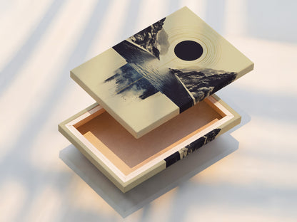 A stretched canvas print of the abstract infinity pool artwork. The stretched canvas provides a gallery-quality look. This modern minimalist print is ready to hang. Enhance your living room or office with this stunning piece. The geometric seascape adds a calming touch.