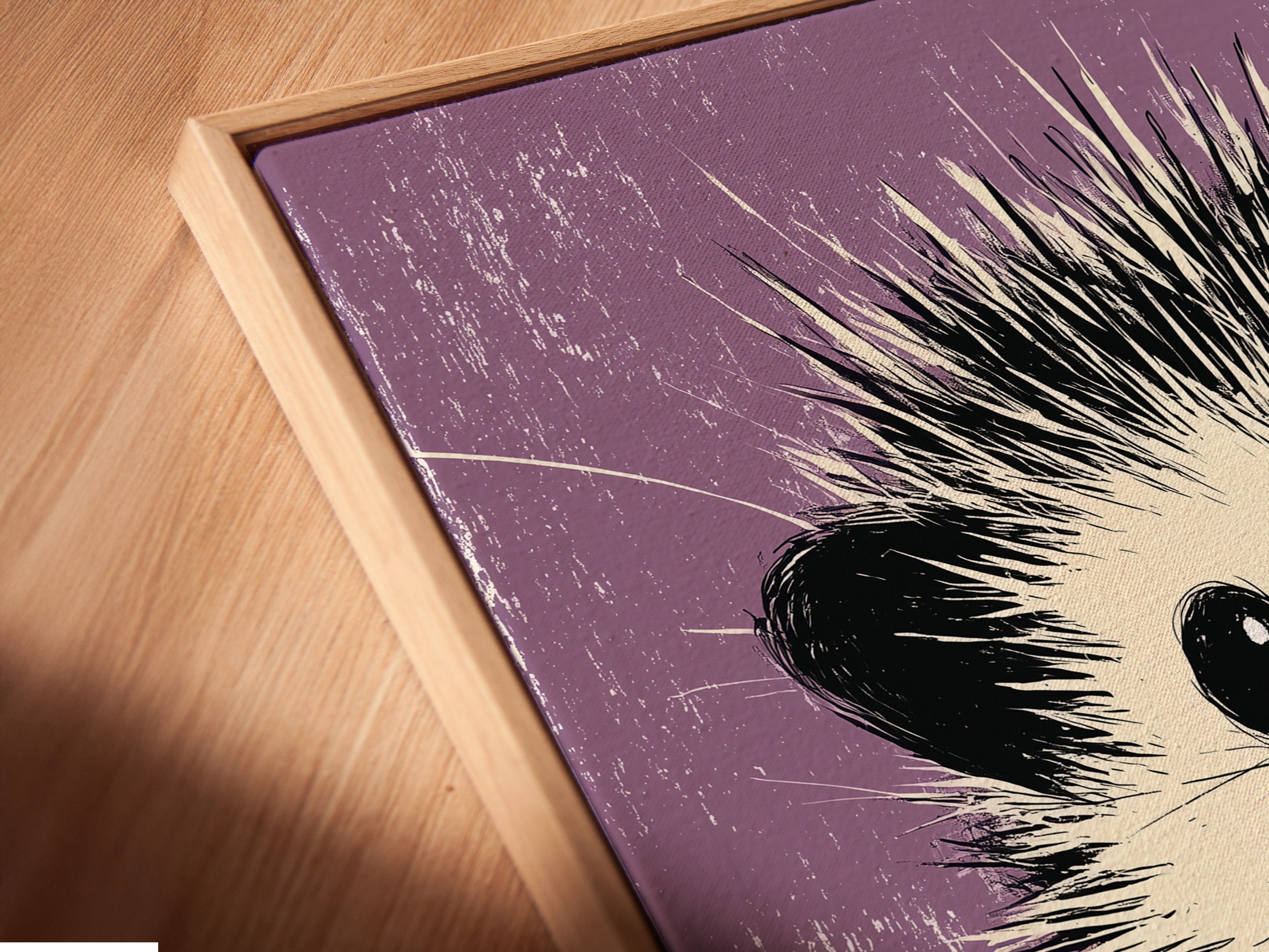 Angled close-up of a canvas print in a floating frame. The floating frame gives the illusion of art suspended in air. Perfect for a modern minimalist aesthetic. Explore our floating frame options today.