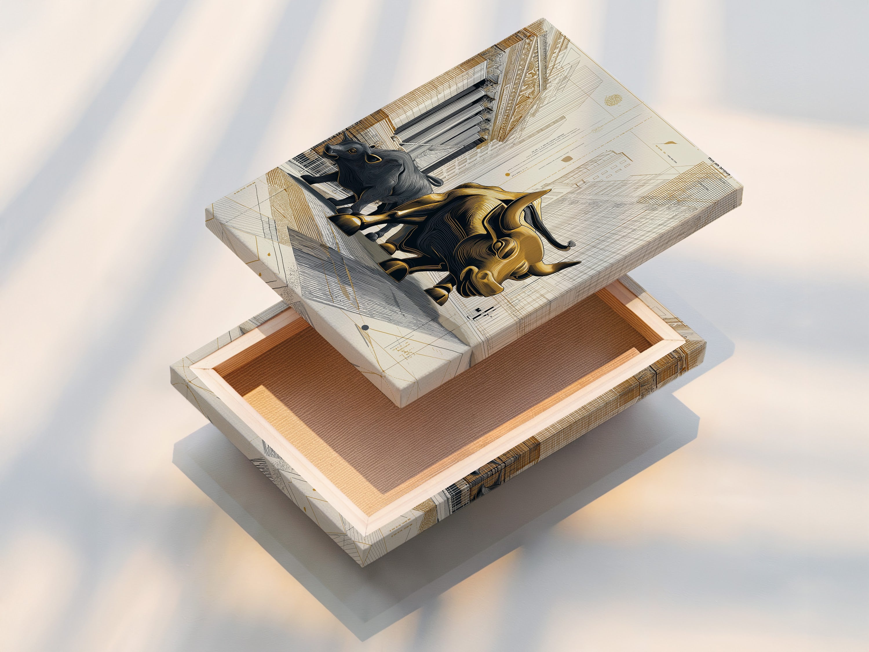 A stretched canvas print is displayed. Ready to hang and admire. The canvas texture adds depth and richness. Transforming any space with vibrant colors. Its a perfect way to showcase artwork.