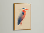 A gold frame adds a touch of elegance to the heron artwork. This bird canvas print shines in a luxurious gold frame. Stagers use this coastal wall art to impress. This frame enhances the beauty of modern nature art. The gold frame is perfect for eclectic styles.
