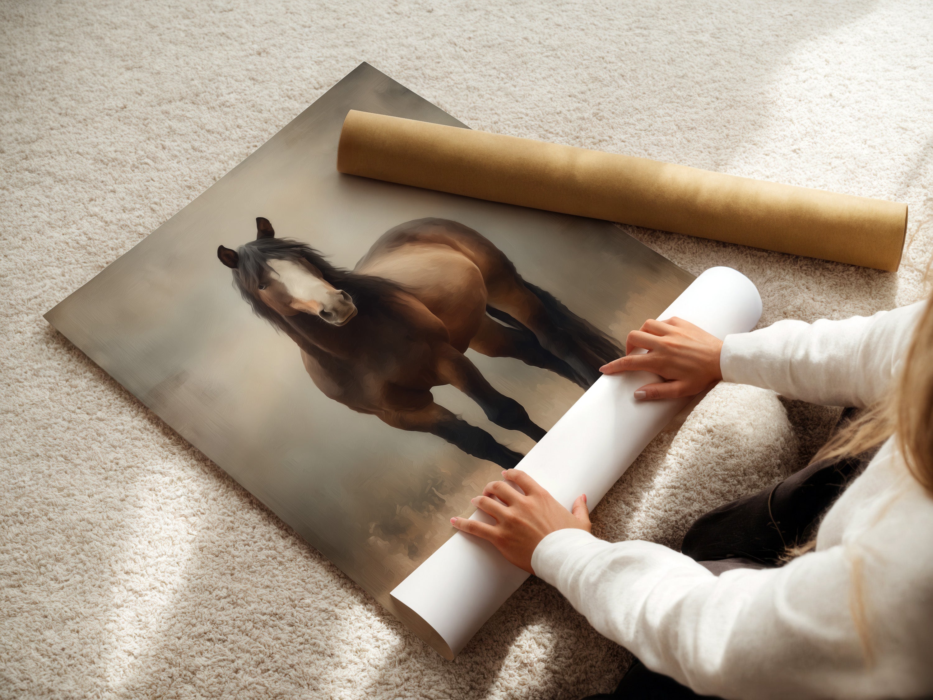 Majestic Brown Horse Print - Rustic Equine Wall Art, Western Home Decor, Animal Photography, Farmhouse Style Artwork for Living Room