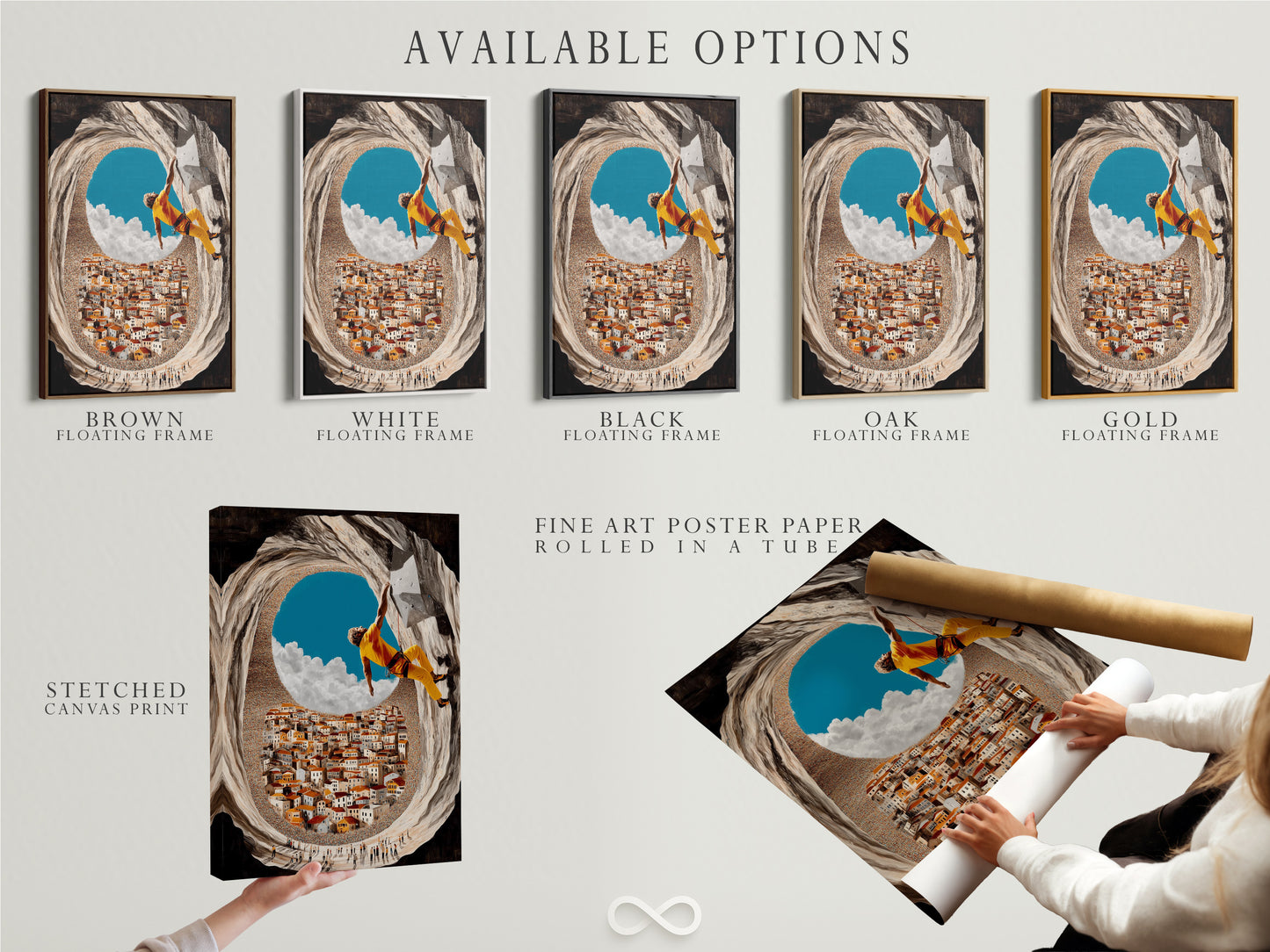 Available options include stretched canvas print fine art poster paper and floating frame. Customize your rock climbing art to fit your style. Choose the perfect adventure wall art for your space. Personalize your Mediterranean art today.