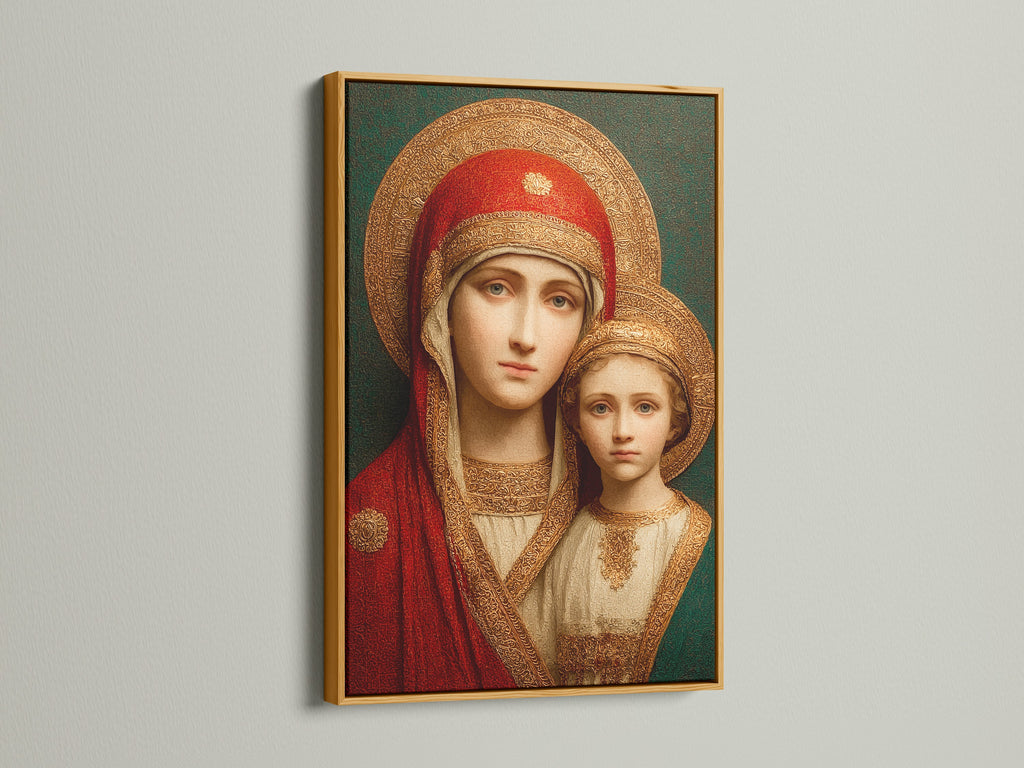 Icoon van het Heilige Moederkind - Religieuze kunstdruk, portret in Byzantijnse stijl, orthodoxe icoonkunst aan de muur, christelijke woondecoratie, spiritueel geschenk