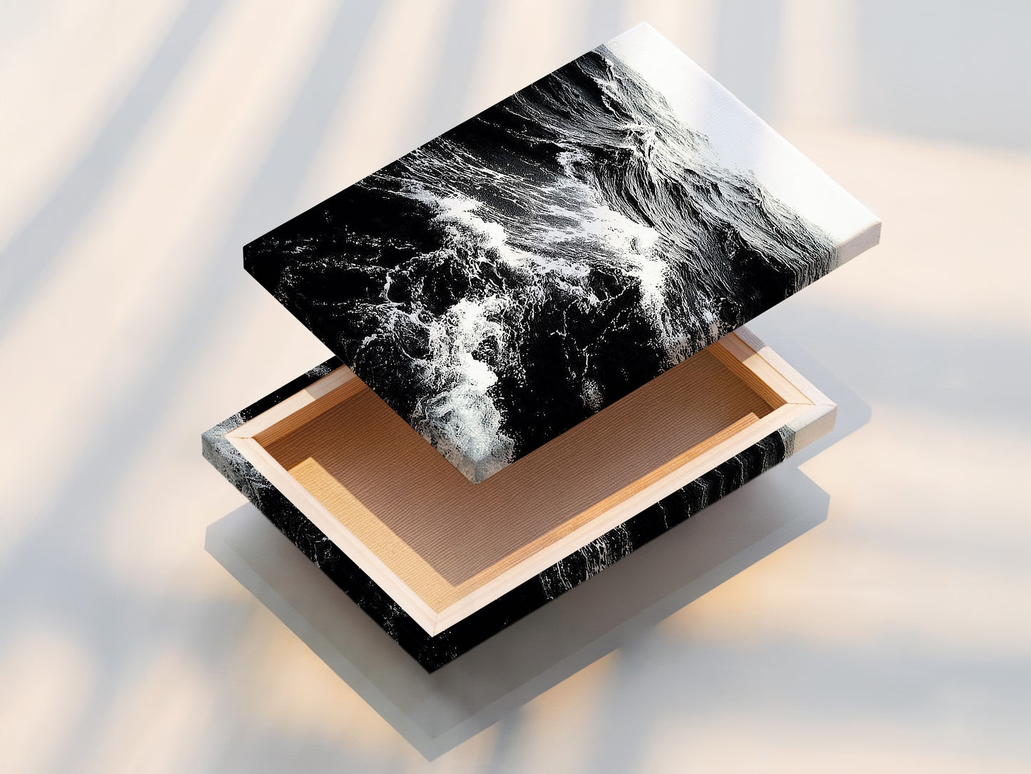 This is a stretched canvas print of ocean wave artwork. The stretched canvas offers a ready to hang display option. Perfect for living room wall art and bedroom wall decor. Get your stretched canvas print now.