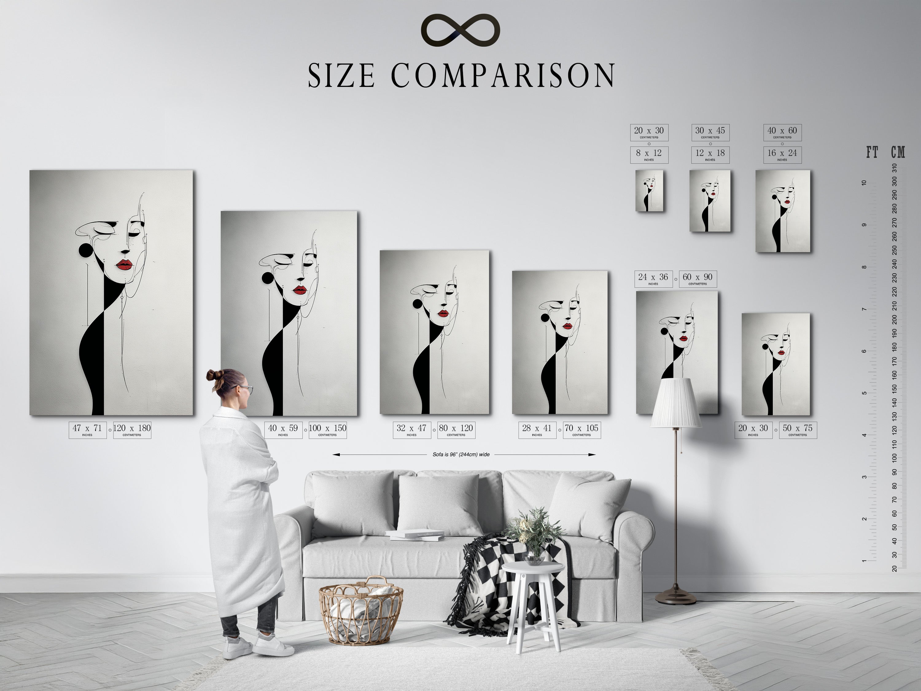 Use our size comparison chart to visualize artwork in your space. See how different sizes fit your walls. The chart helps you choose the perfect dimensions. Plan your art display with confidence. Ensure your artwork complements your room.