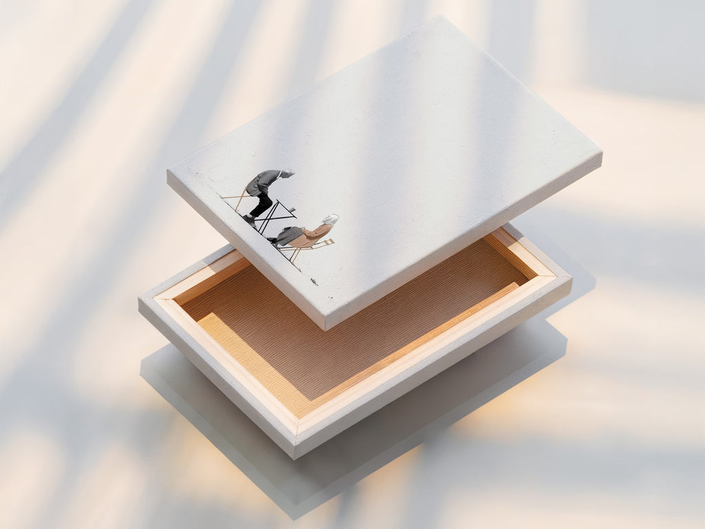 Experience the beauty of our stretched canvas print. This artwork features an elderly couple in a minimalist style. The stretched canvas provides a gallery-worthy look. Perfect for creating a focal point in any room. Elevate your space with this stunning art piece.