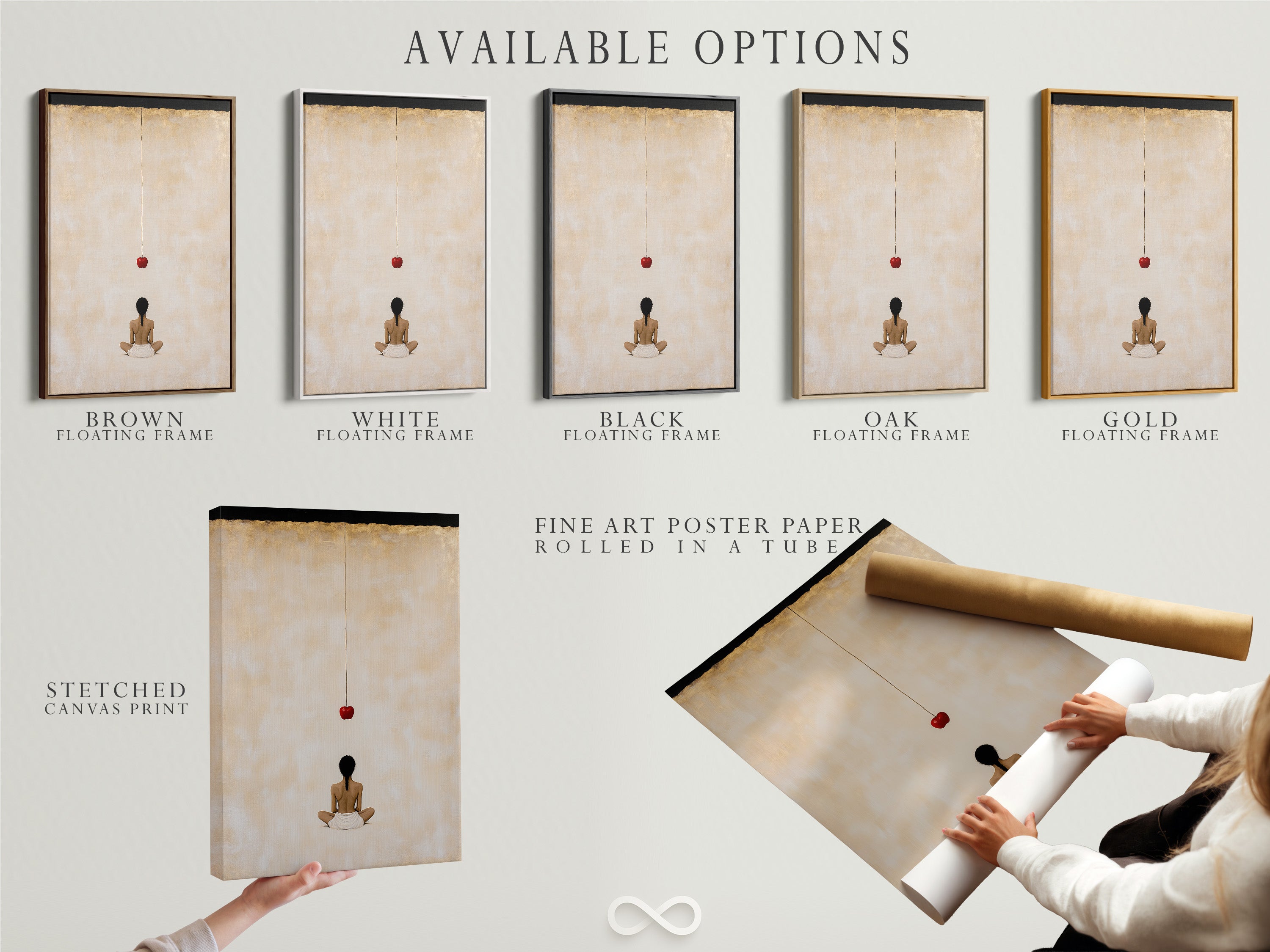 Explore available options for this artwork. Choose from stretched canvas print fine art poster paper or floating frame. Find the perfect style to match your decor. Elevate your space with Zen Buddha Wall Art.