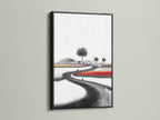 Ink Wash Landscape canvas print in a black frame. This minimalist artwork offers a contemporary touch. The black frame accentuates the Ink Wash Landscape. This piece is ideal for modern interiors. The artwork enhances the serene zen wall art.