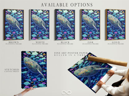 Available options include a stretched canvas print fine art poster paper and floating frame. The Whale Canvas Print shows dreamy surreal sky wall art. This fantasy artwork is perfect for kids room decor.