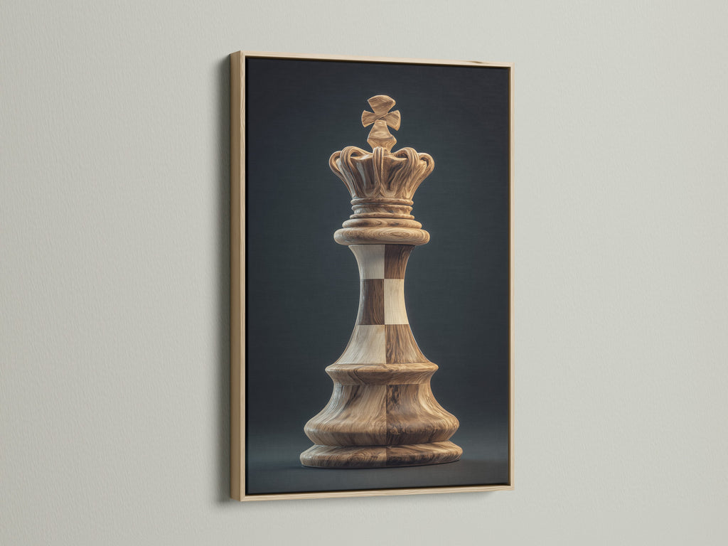 An oak frame enhances the artwork. The light wood tone complements the art. This creates a warm and inviting look. The oak frame adds a touch of natural elegance. Perfect for living room or office spaces.