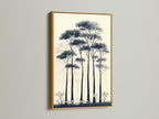 Elevate your decor with forest trees canvas art in a gold frame. This minimalist print features neutral tones and botanical artwork. The gold frame adds a touch of luxury. Perfect for hallway wall art and Scandi decor. Bring a touch of nature and elegance to your space.