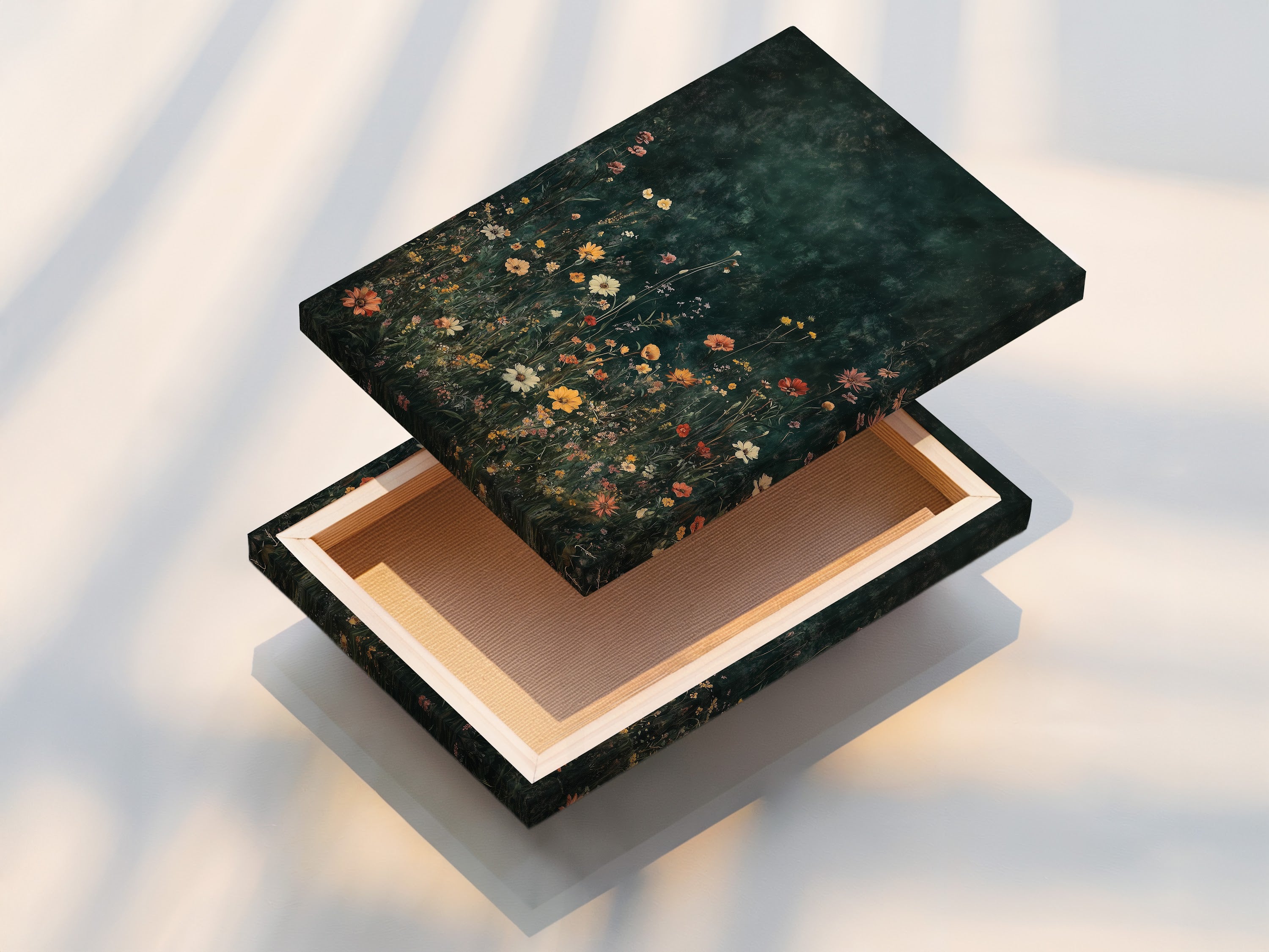 Vintage Dark Floral Art Print - Moody Botanical Wall Art - Wildflower Meadow Poster - Nature Home Decor - Cottage Core Aesthetic